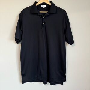 Peter Millar Men's Black Polo Shirt Cotton Golf Classic Minimalist Preppy Casual
